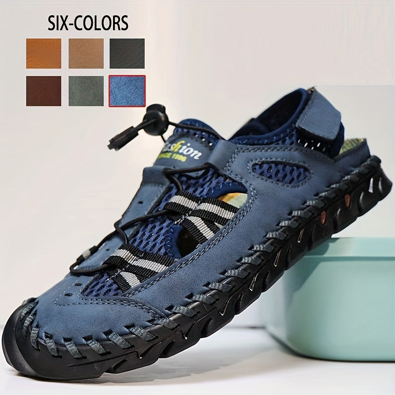 Men's Mesh Sandals with Adjustable Drawstring for Outdoor Casual Walking