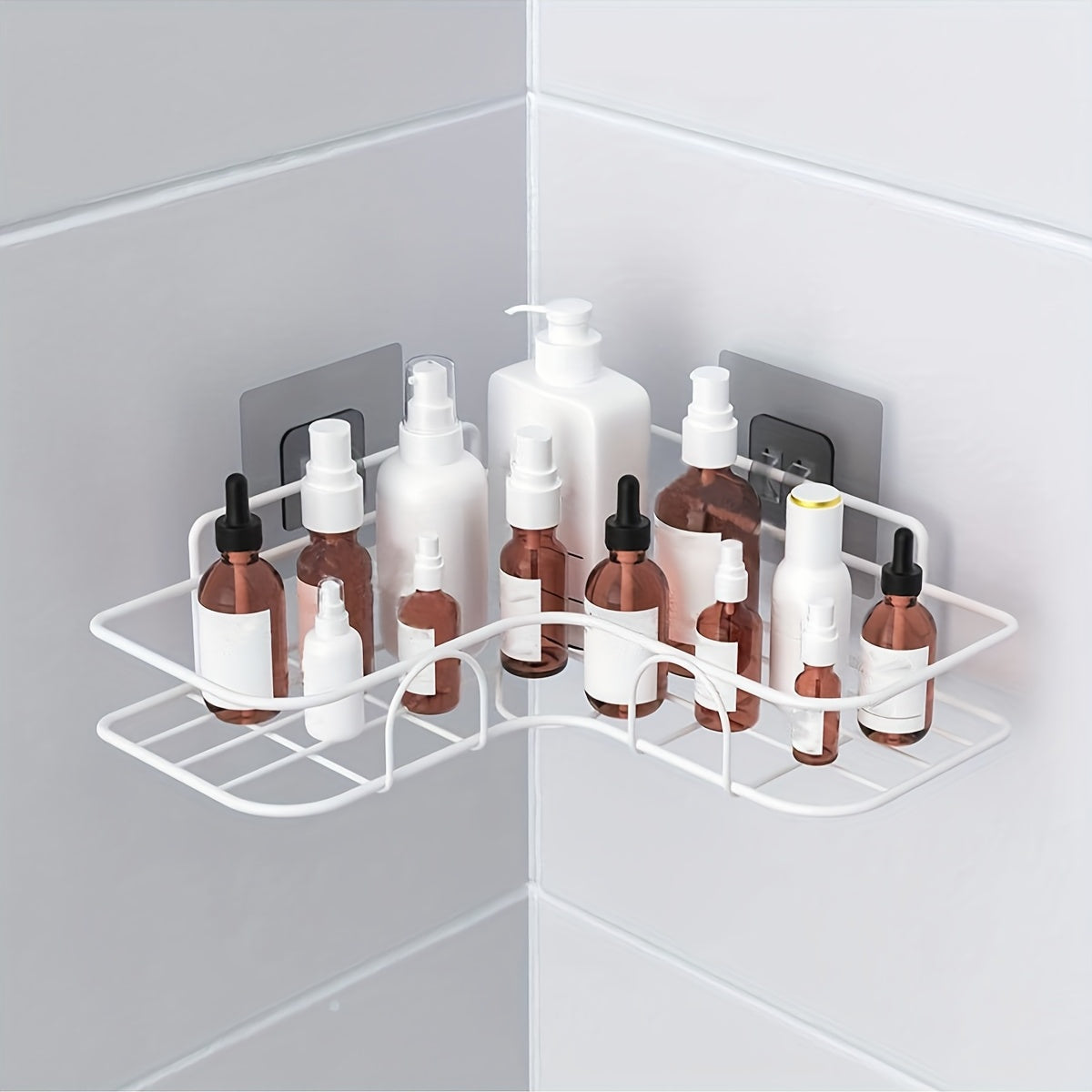 Wall Mounted Bathroom Storage Rack No Punch Holes for Organizing Accessories