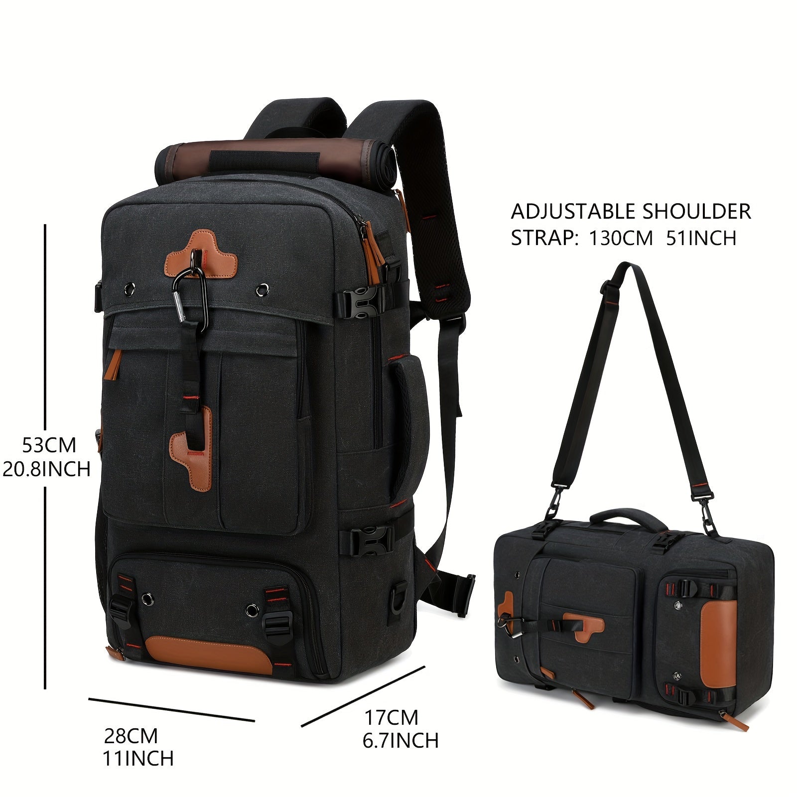 Mochila de viaje para hombre con compartimento para zapatos y espacio para portátil de 43,94cm para senderismo y viajes de negocios