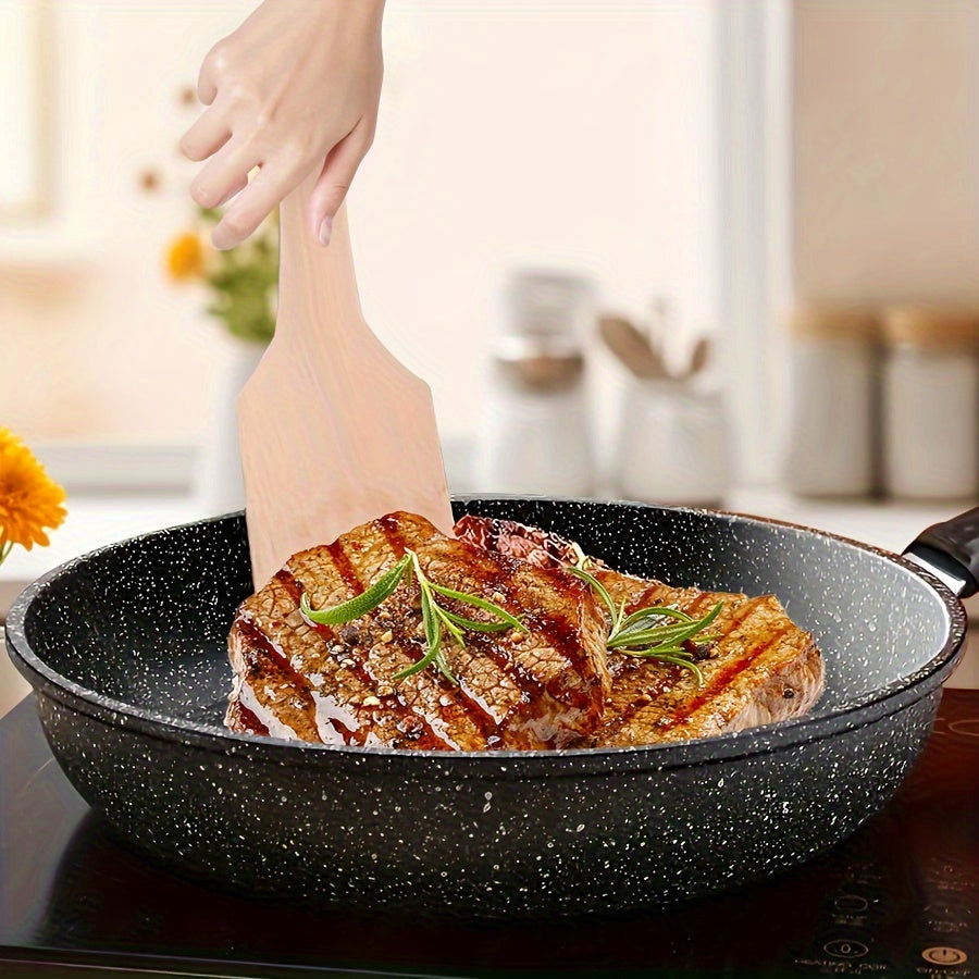 Cast Iron Skillet Set with Non-Stick Coating Lid and Spatula for Cooking