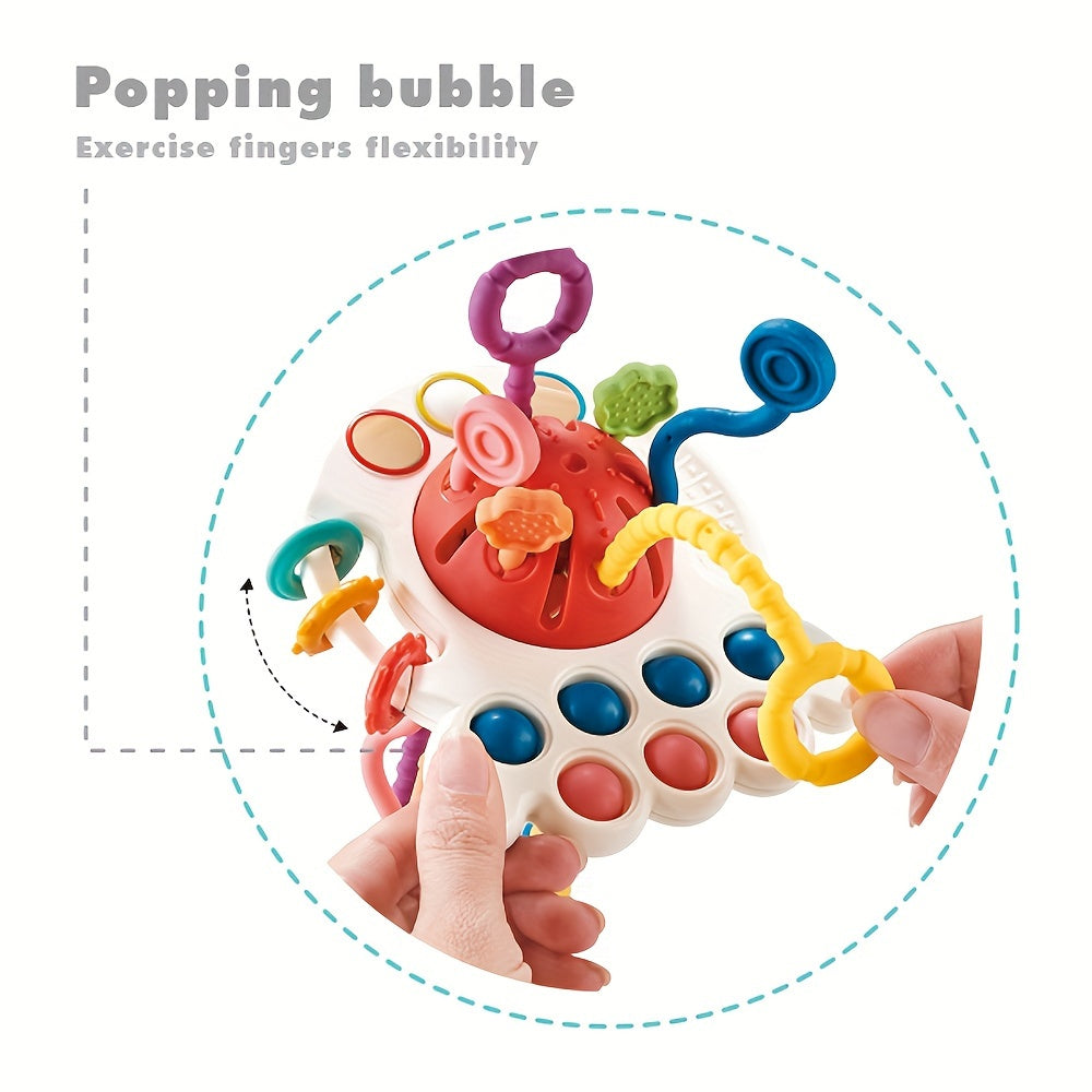 Blue Silicone Octopus Finger Puppet Toy for Kids Educational Entertainment