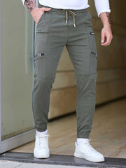 Men's Cotton Blend Jogger Pants with Drawstrings Loose Fit Harem Trousers Casual Fall Winter