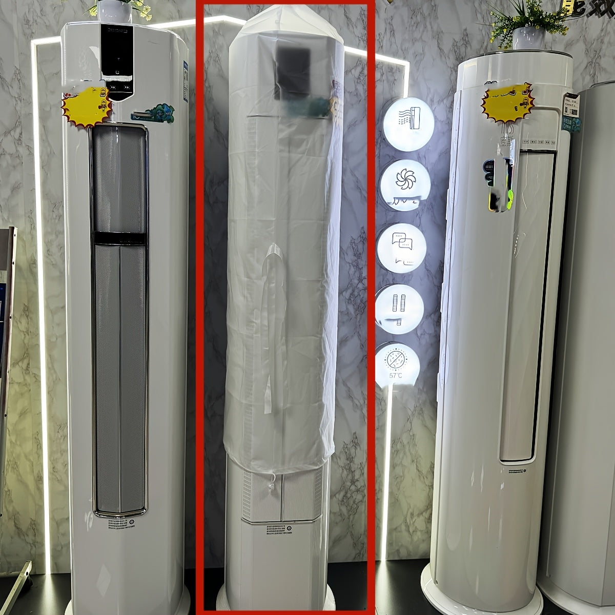 1 dona Zamonaviy Umumiy Nylon Yumshoq Holat Fan Tozalash Qopqog'i Pedestal Fanlar, Pol Qizdirgichlar va Konditsionerlar uchun, Yuviladigan va Qayta ishlatiladigan, Ichki va Tashqi foydalanish uchun