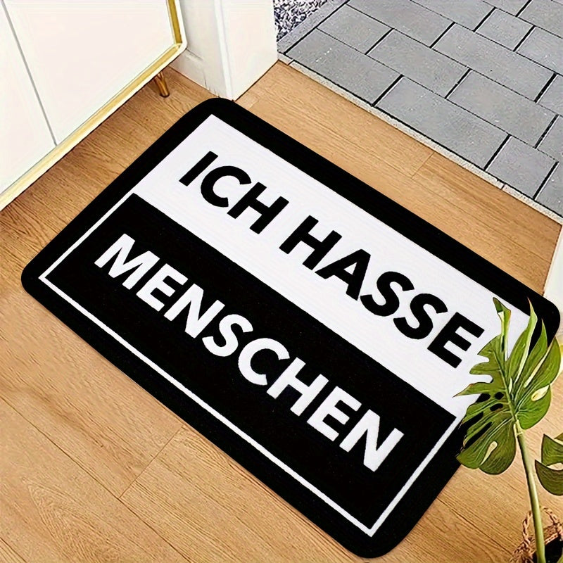 Qora va oq chiziqli polyester eshik oldi gilami, sirpanmaydigan, mashinada yuviladigan, ifloslanishga qarshi, qulay to'rtburchakli kirish gilami, 1 dona