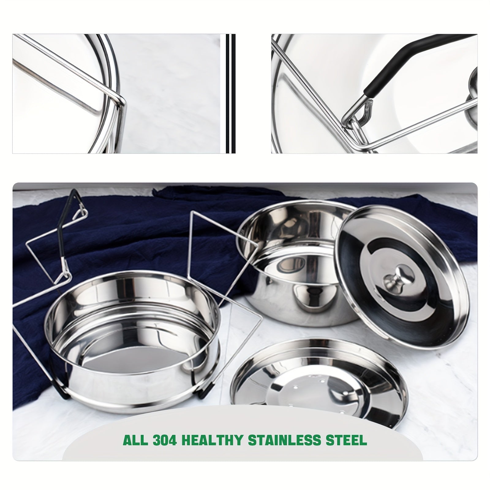 Suv o'tkazmaydigan po'latdan yasalgan bug'larni yopadigan qopqog'li bug'li idish, sabzavotlar va oziq-ovqatlarni sog'lom pishirish uchun