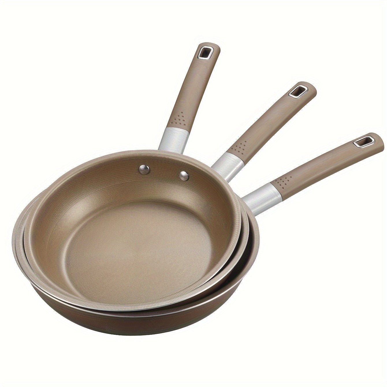 Stainless Steel Frying Pan and Wok Set with Non-Stick Pots 25.4cm 27.94cm