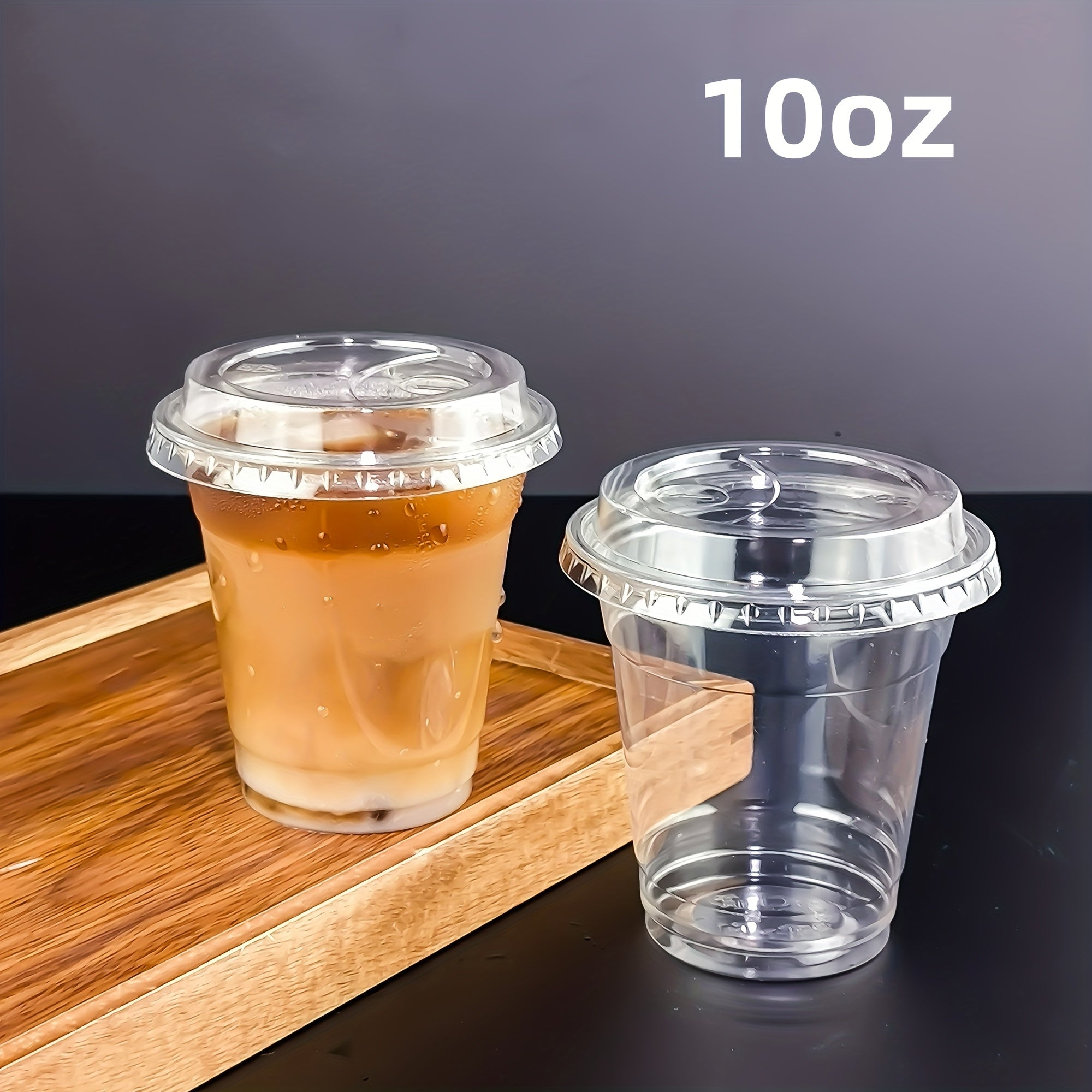 50-Pack Clear PET Disposable Cups with Lids 10oz 14oz 16oz BPA-Free Recyclable