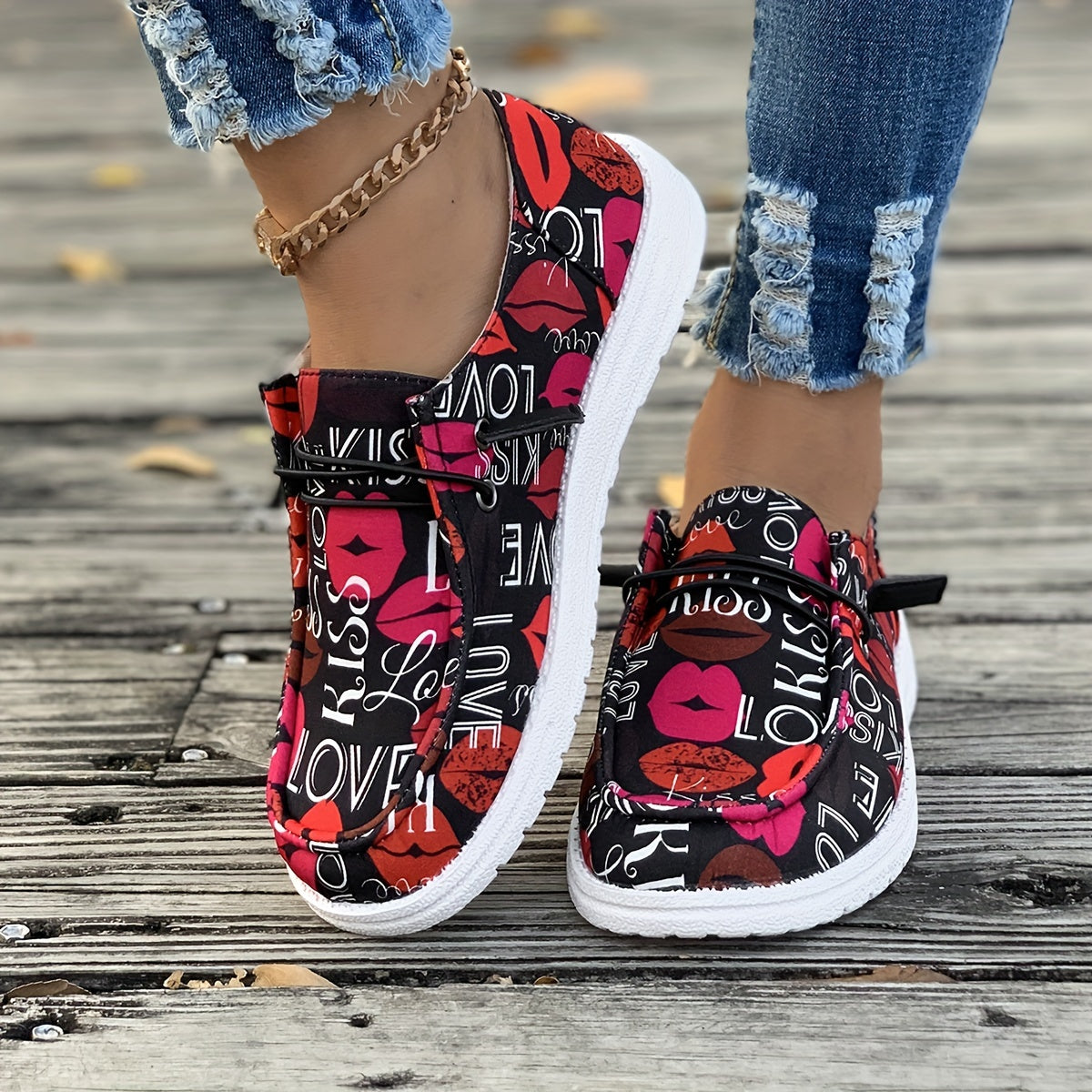 Women's Casual Flat Bottom Sports Shoes Black Comfortable Sneakers