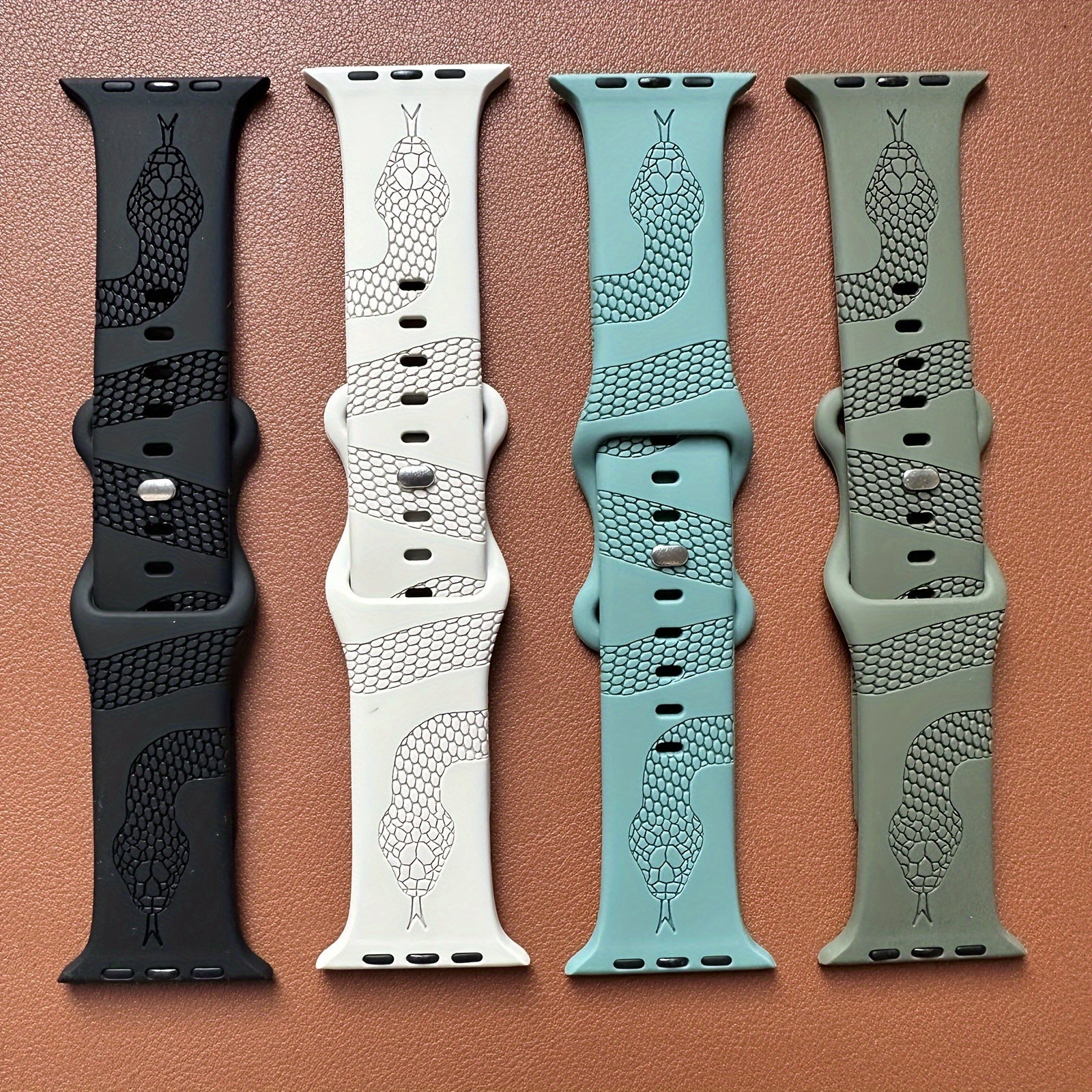 Engraved Snake Silicone Watch Band for Apple Watch All Series Durable Comfortable Strap
