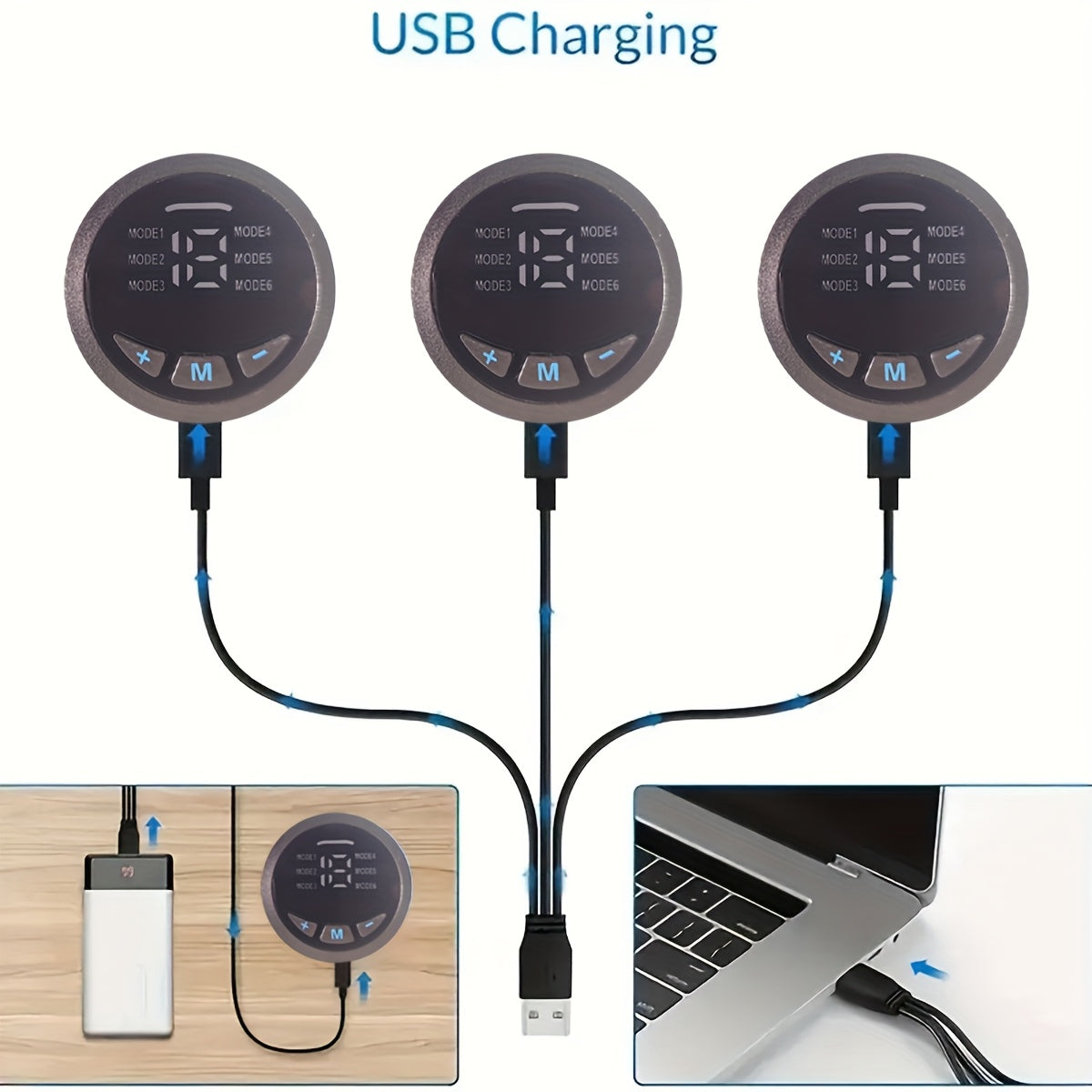 USB Charging Massage Belt for Abdomen and Arms with 6 Modes and 18 Intensities