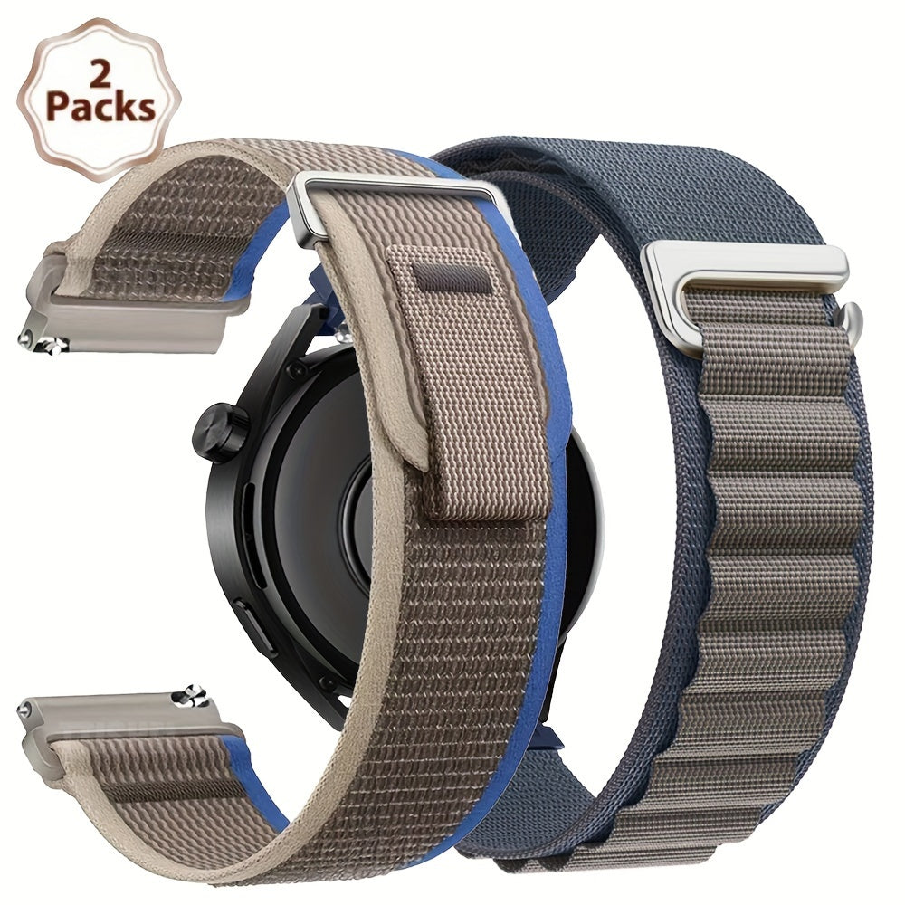 2-Pack de correas de nylon para reloj 20mm 22mm, bandas deportivas resistentes al agua para smartwatches