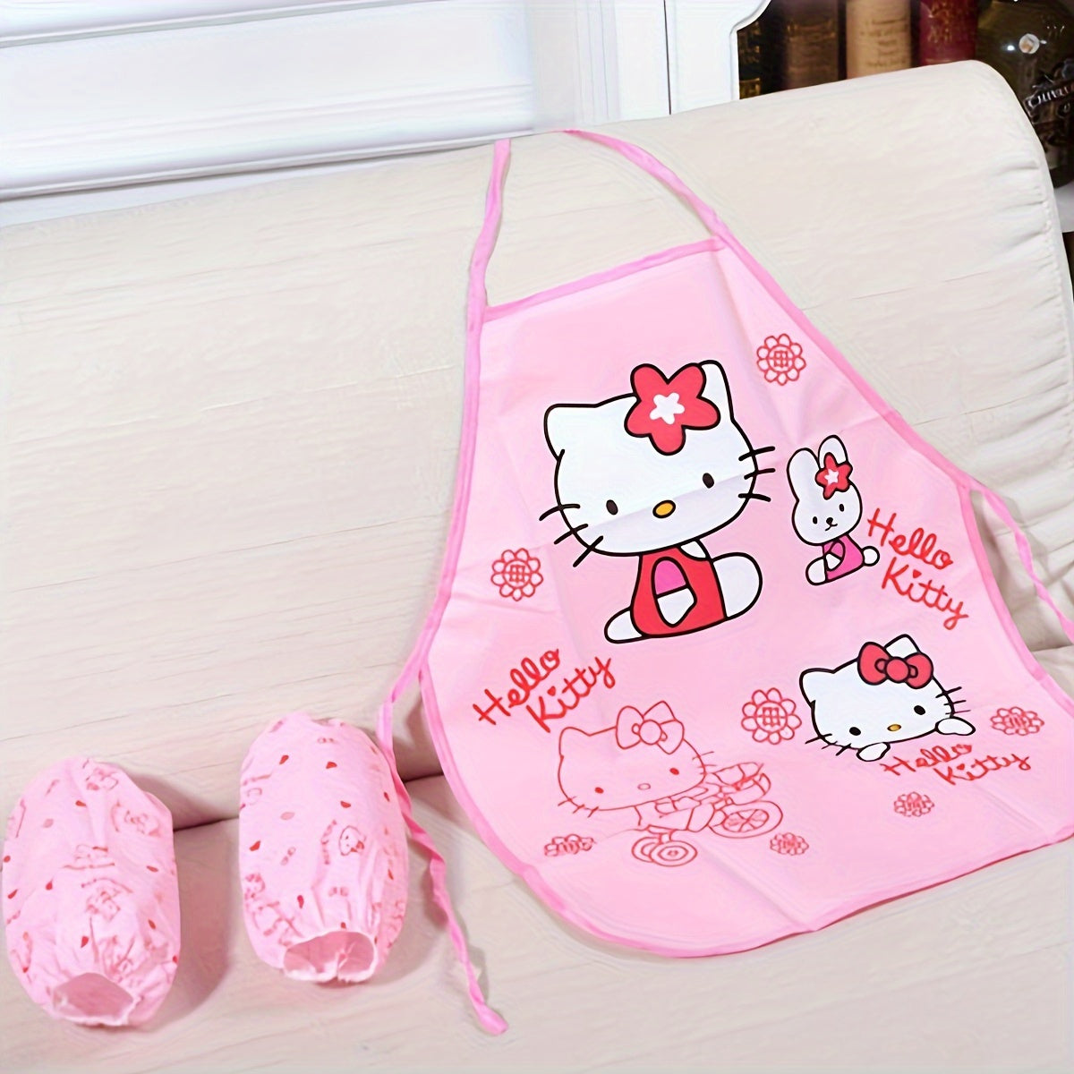 Children's Hello Kitty Printed Apron Sleeve Cover for Kids Kitchen Cooking and Art