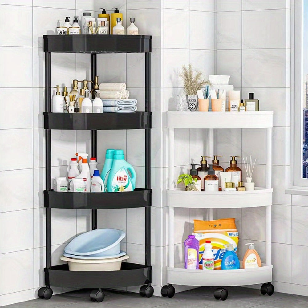 Plastic Mobile Storage Cart with Multi-Tier Shelves for Kitchen Bathroom and Living Room