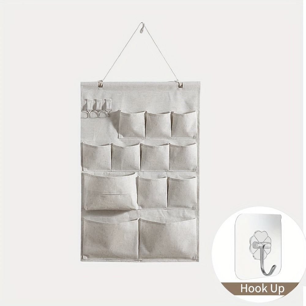 Fabric Wall-Mounted Storage Organizer with Four Pockets for Bedroom and Dorm