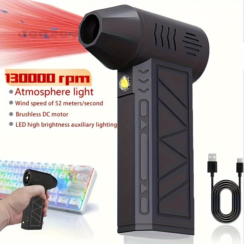 USB Rechargeable Handheld Fan with 130000RPM Brushless Motor for Camping and Outdoor Use