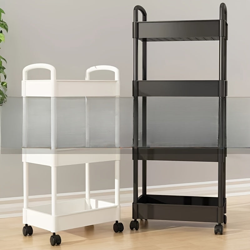 Christmas Three-Layer Trolley Storage Rack for Kitchen Bathroom Bedside Mobile Shelf