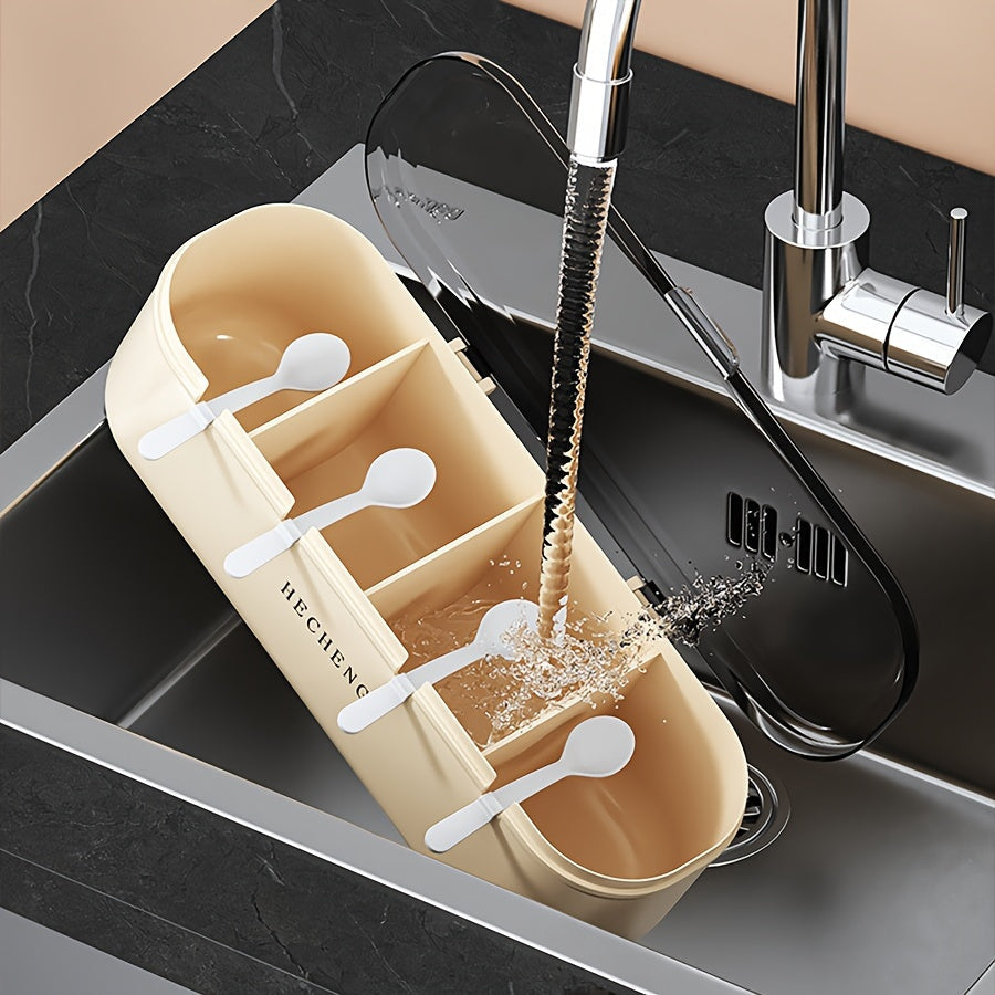 4-Compartment Seasoning Box with Lid and Spoon for Kitchen Storage