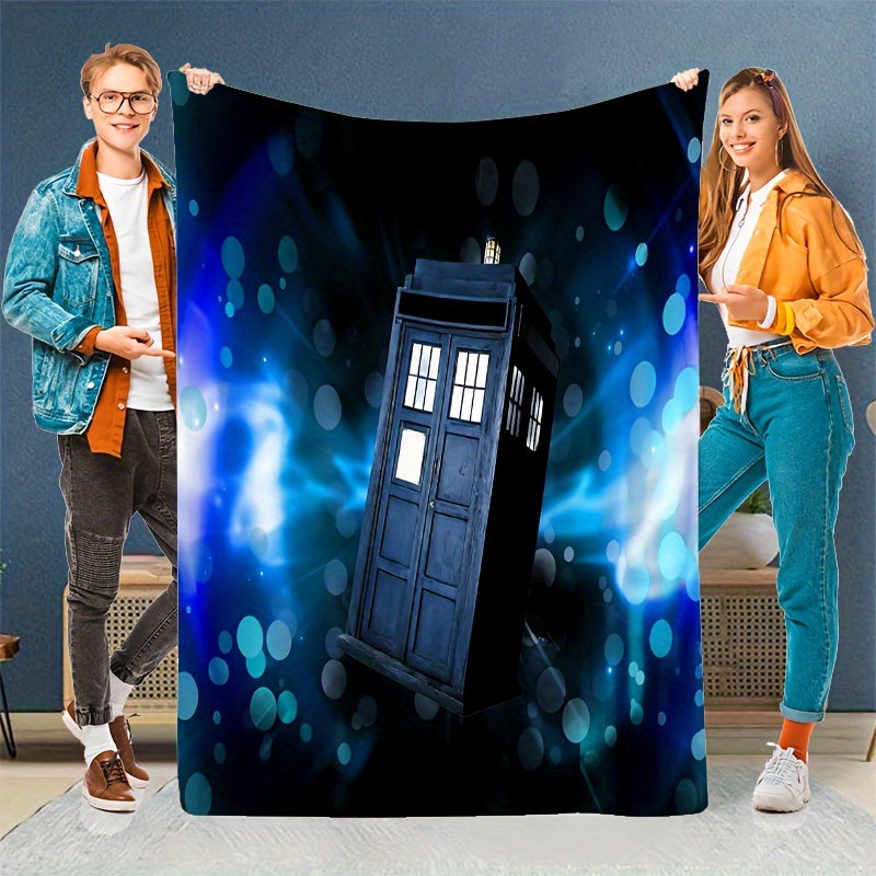 Mysterious TARDIS Space Pattern Flannel Throw Blanket Polyester All-Season Quilted