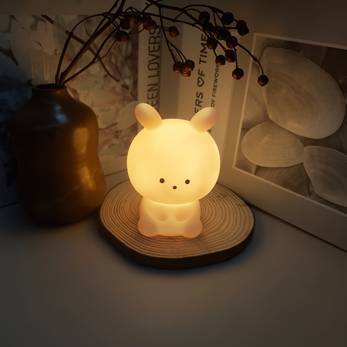 Luz nocturna de conejito de Halloween estilo asiático con control de encendido/apagado para dormitorios, fiestas y regalos