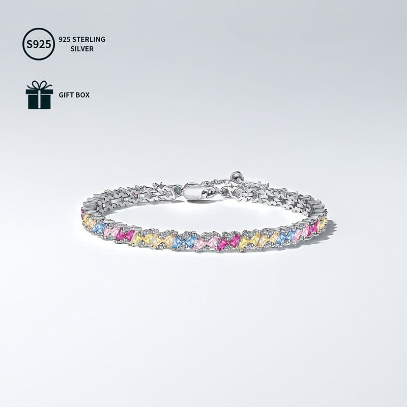 Sterling Silver Tennis Bracelet with Cubic Zirconia Stones for Women