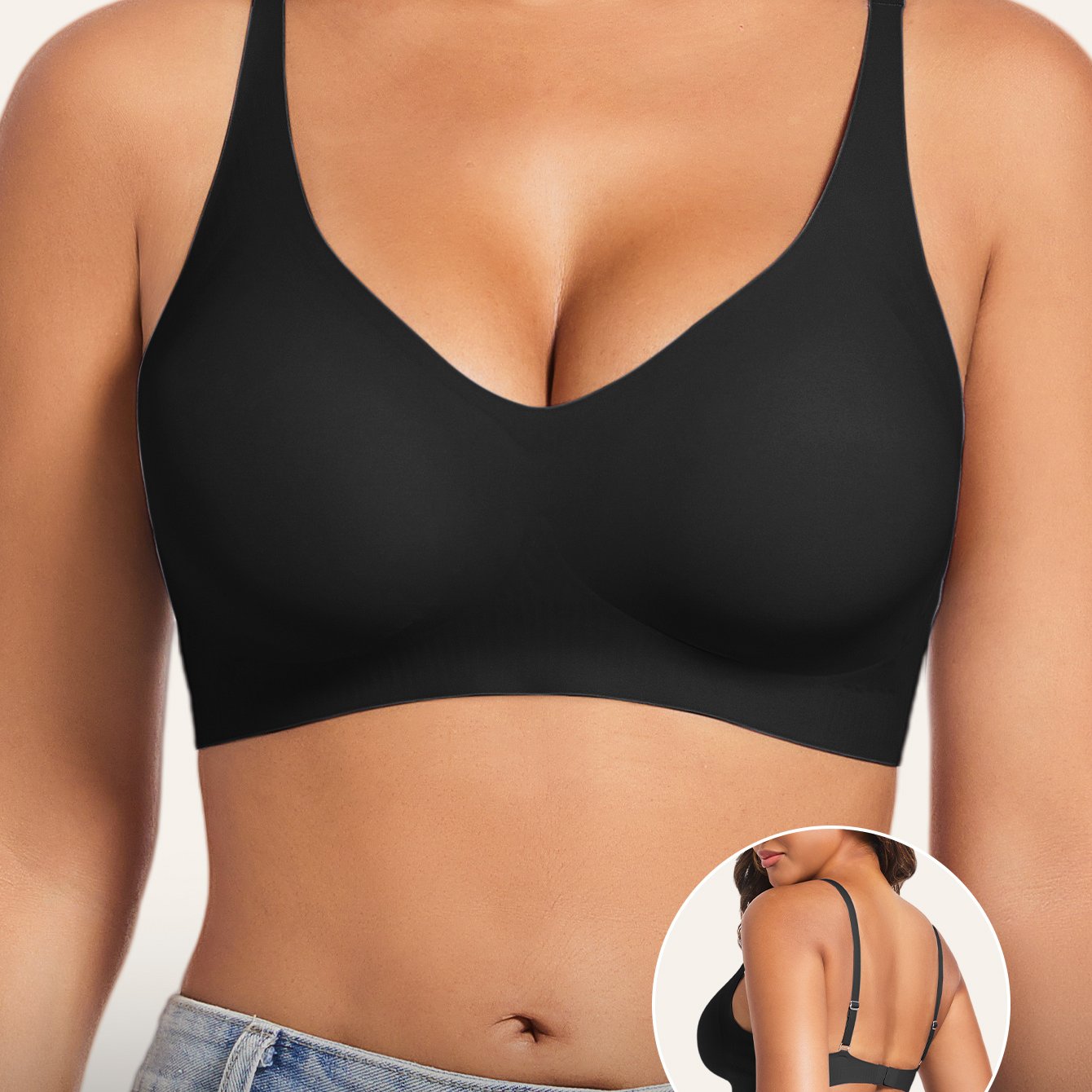 Ayollar uchun olib tashlanadigan yostiqchalari bilan bir yer tonli spaghetti tasma bralet, barcha mavsumlar uchun mukammal.