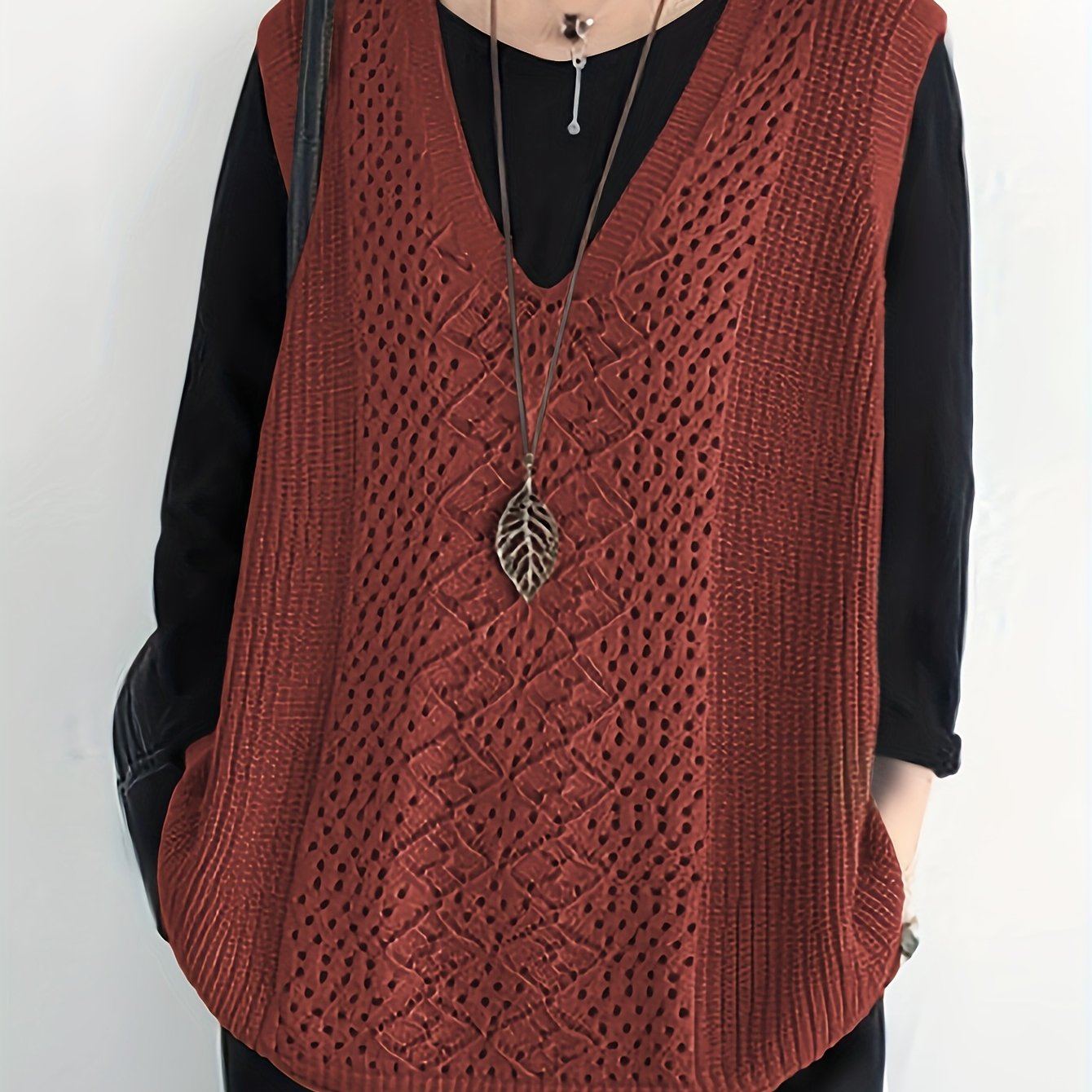 Women's Spring Autumn Solid Color Sleeveless Sweater Outerwear