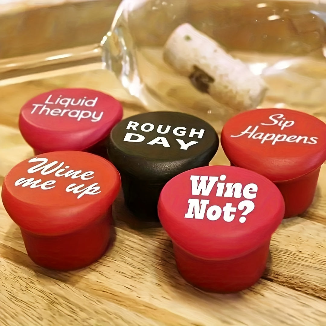 Silicone Wine Stopper with Funny Phrases for Festive Parties