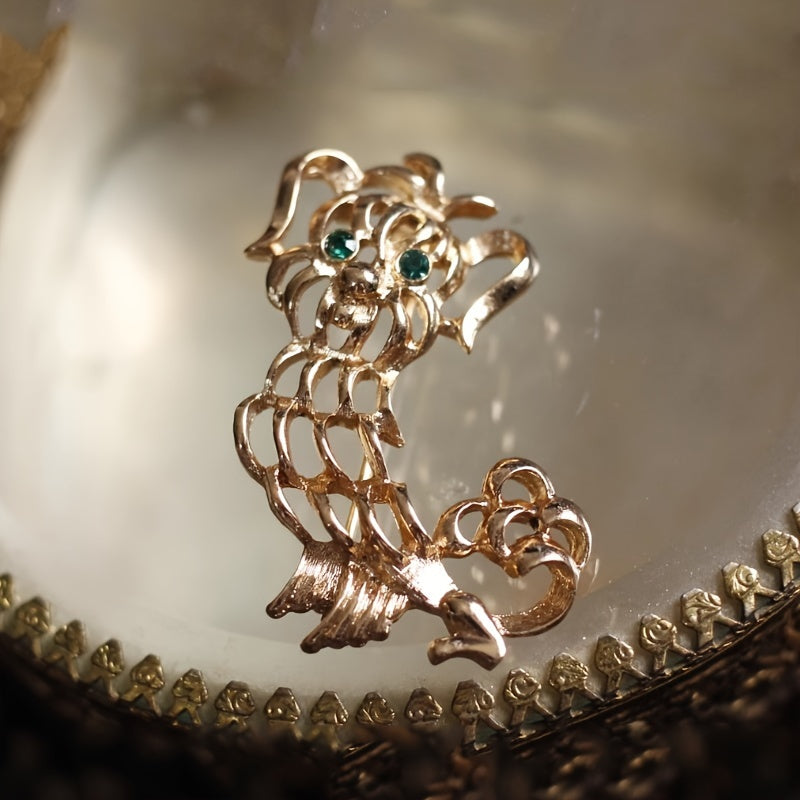 Vintage Baroque Enamel Puppy Brooch, 1pc - Adorable Animal Pin Badge for Women's Fashion Accessory by ESSHPULE