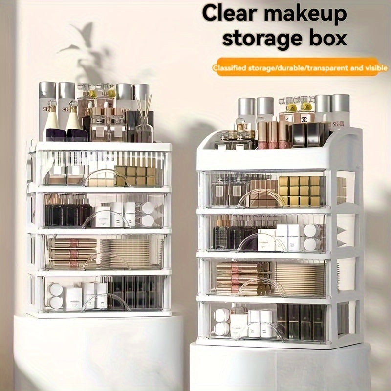 Multi-Layer Desktop Storage Organizer with Drawer for Cosmetics Jewelry and Stationery White