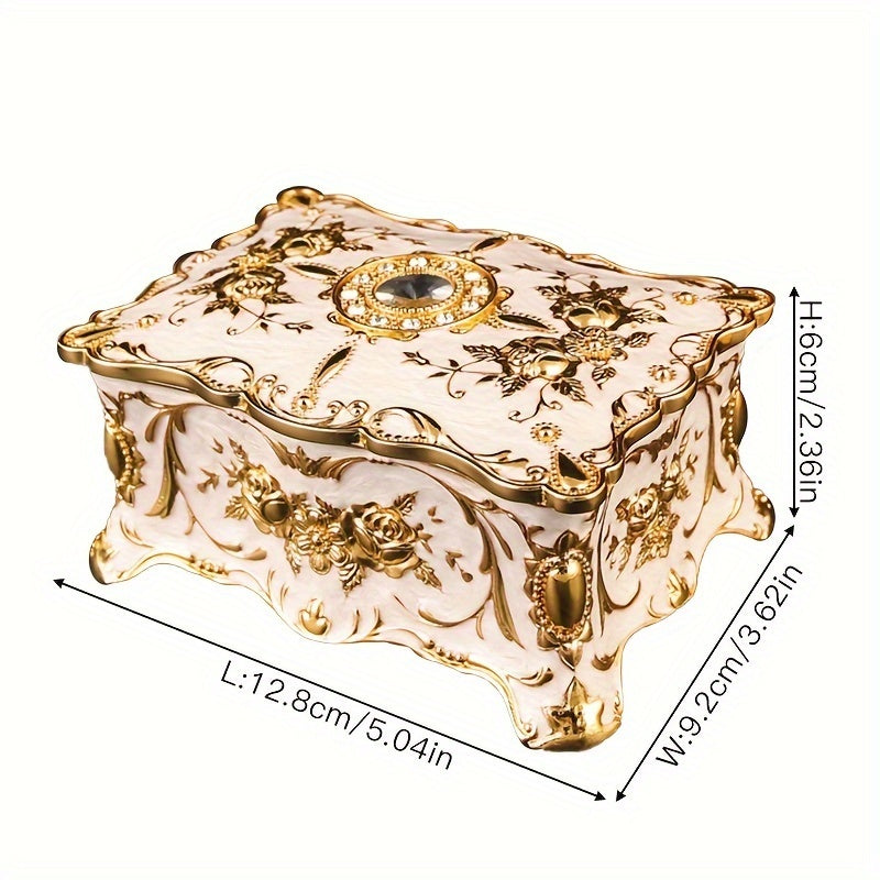 Металлическая шкатулка для хранения украшений с ретро-дизайном для ожерелий, серег, колец