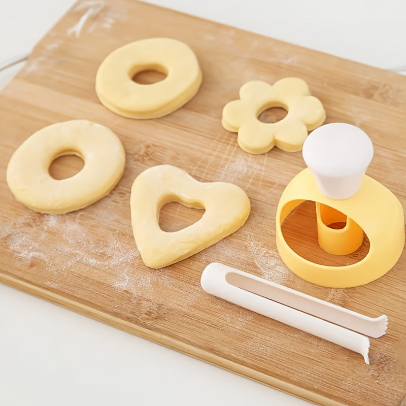 Uyda pishirish uchun mukammal 2 ta oson foydalaniladigan Donut tayyorlash to'plami, yopishmaydigan kesgich va botirish uchun tongs bilan