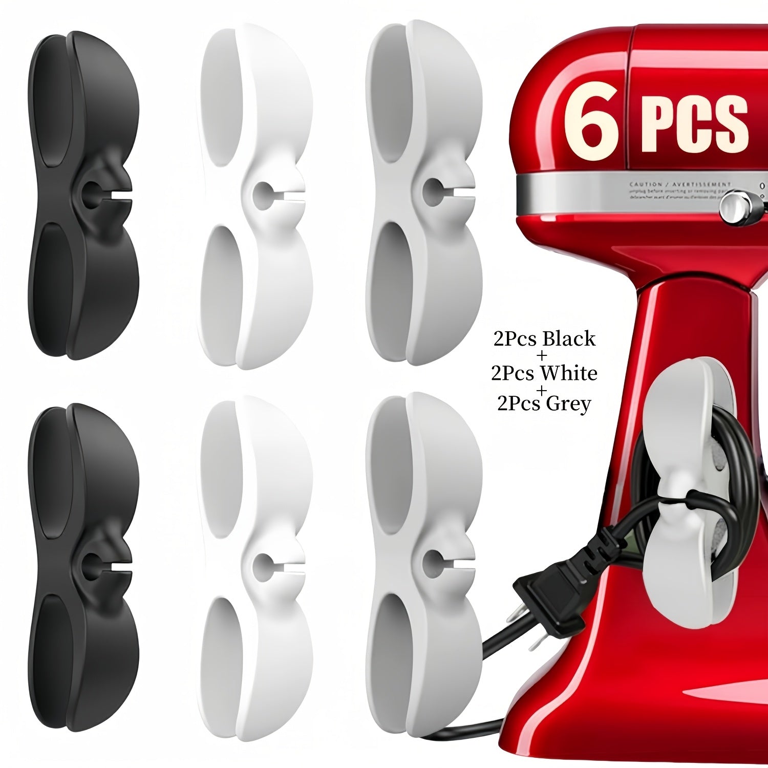 Silicone kablo tashkilotchilari to'plami, 6 ta yopishtiriladigan sim o'rash uchun oshxona texnikasi