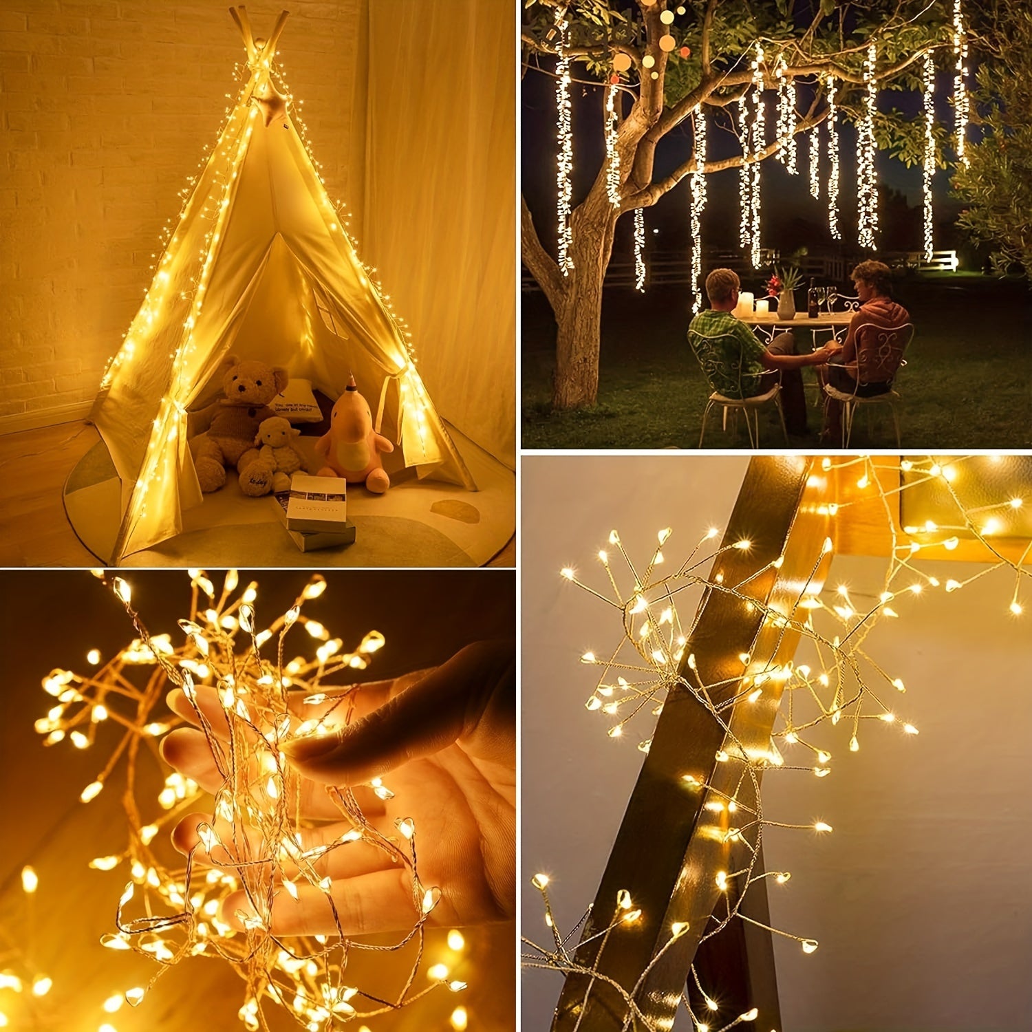 Fairy Lights LED String Lights 298.7cm 100 LEDs Firecracker Starry Effects for Ceiling Wreath Window Christmas Decor