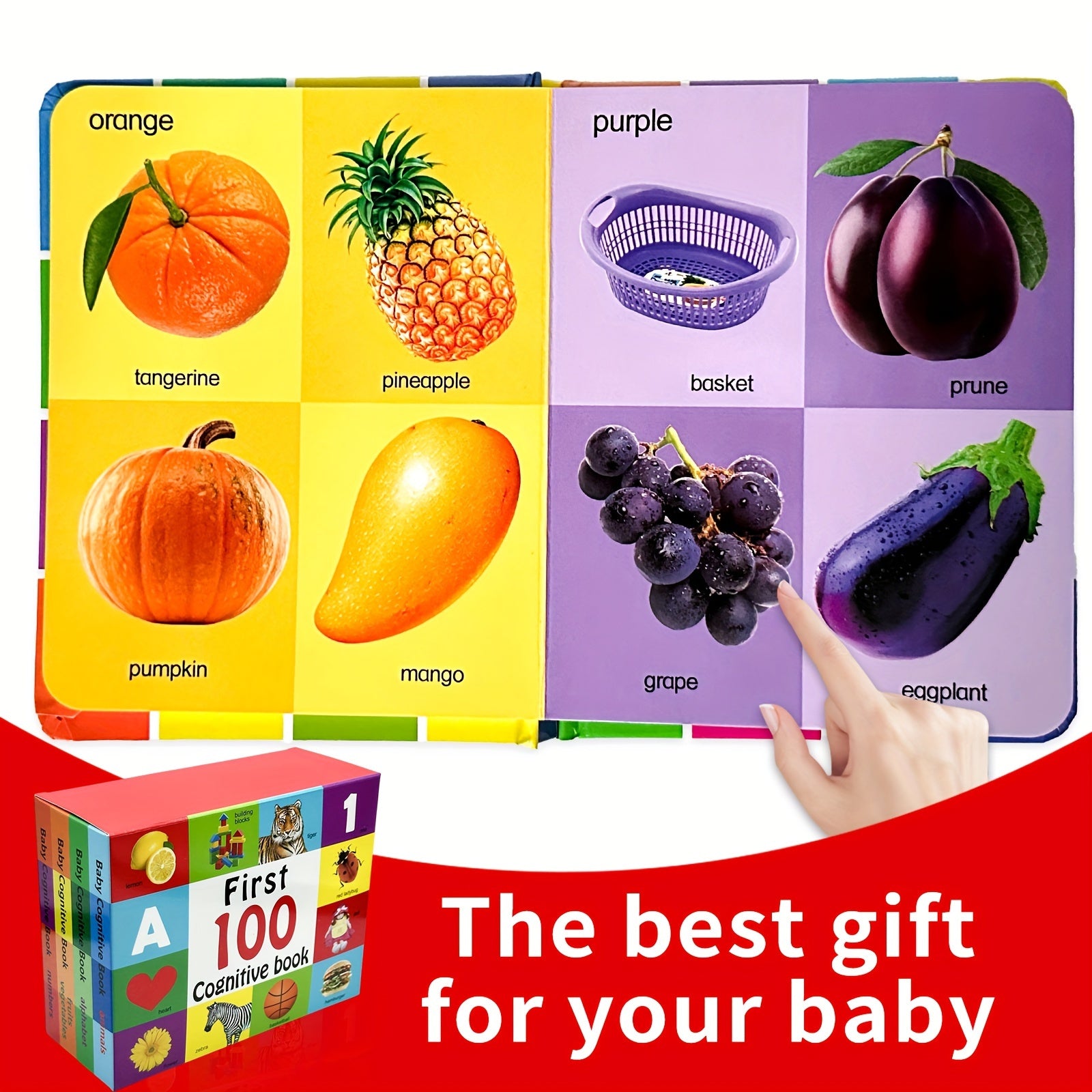 Primer conjunto de 4 libros cognitivos para bebés: los 100 mejores libros educativos para el aprendizaje infantil