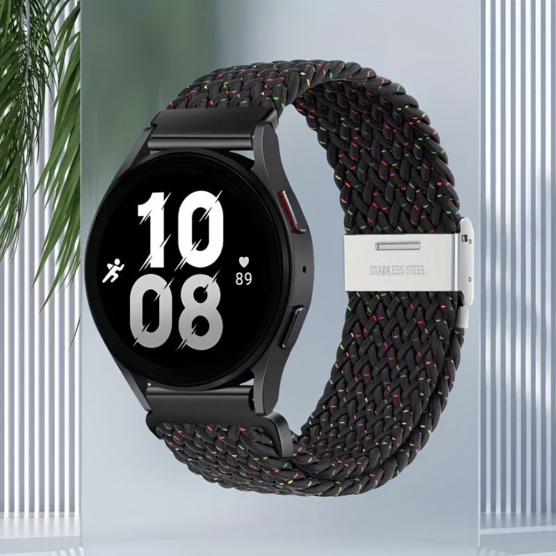 Nylon Braided Sport Loop Band for Galaxy Watch 4 5 6 7 and Active 2 3 4 5 22mm Strap for Men Women