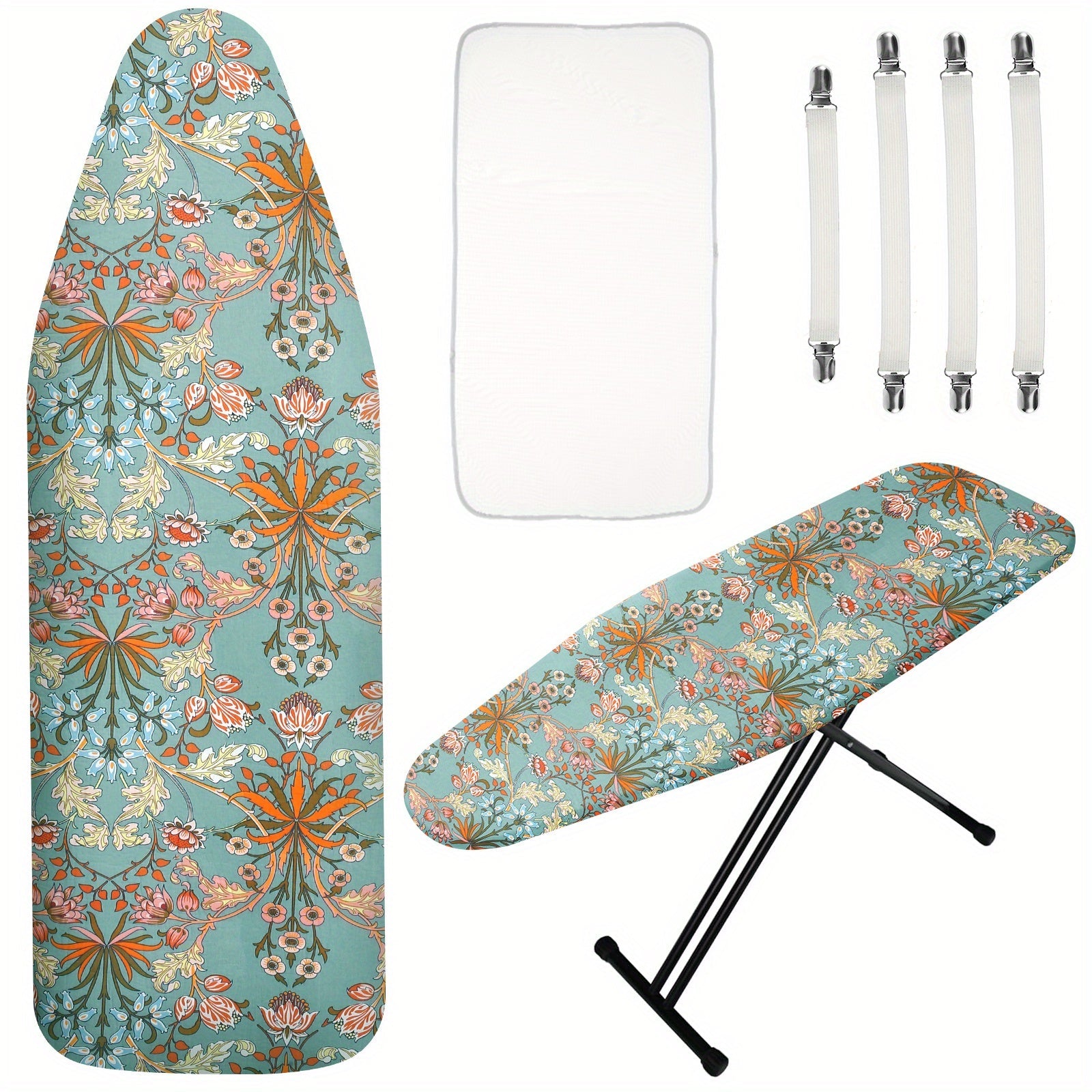 Ironing Board Cover and Pad with Elastic Edges, Scorch Resistant, 147x48cm