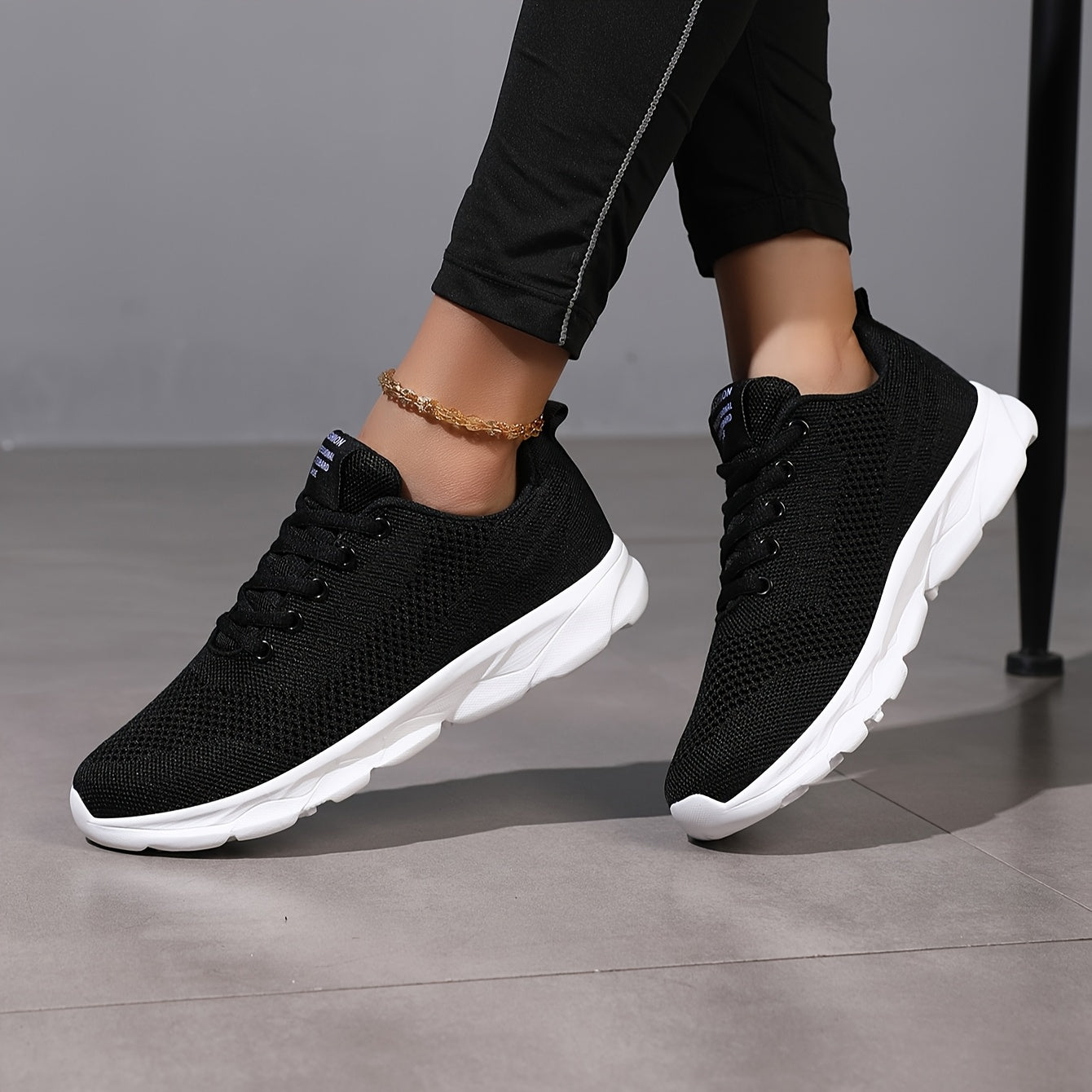 Women Breathable Mesh Knit Sneakers Allseason Casual Athletic Shoes Black White 35-44