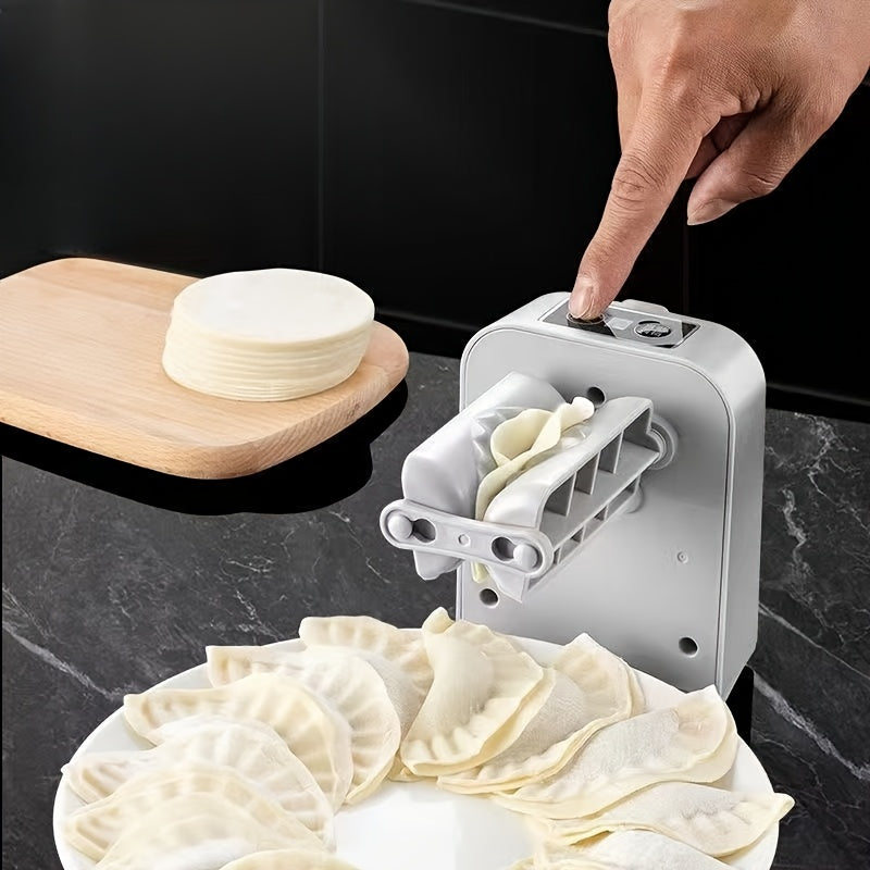 Hacedora eléctrica de dumplings, recargable por USB, portátil, de mano, con control de grosor ajustable, diseño duradero en plástico ABS gris