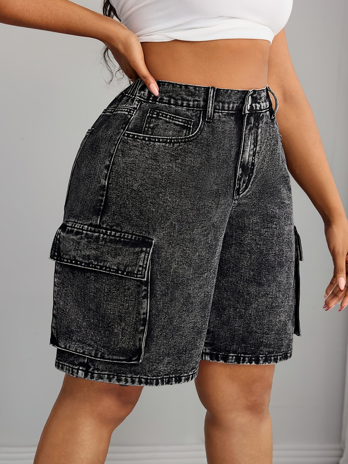 Women's Denim Shorts Gray Casual Summer Wear