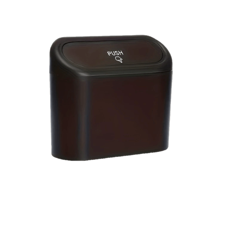 Black Automatic Trash Can with Leak-Proof Compact Design for Car and Home