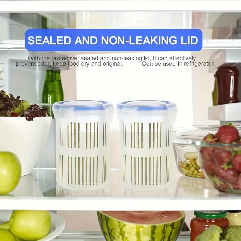 Непроницаемая банка для маринованных огурцов с дренажной корзиной - универсальный пластиковый контейнер для свежих продуктов - 10,92x13,46 см