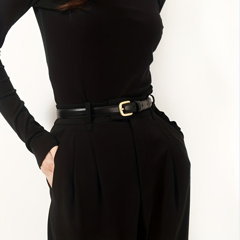 Women's Slim PU Belt with Pin Buckle for Jeans and Pants