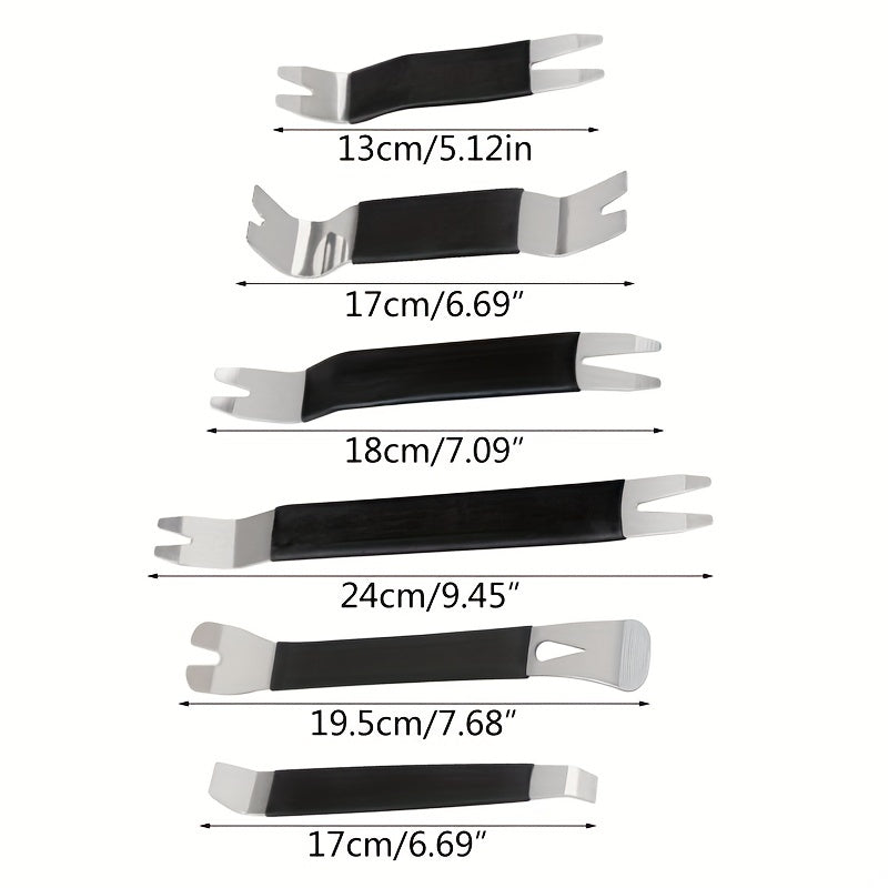 6Pcs Auto Door Trim Removal Tool Set Car Panel Disassembly Metal Pry Kit