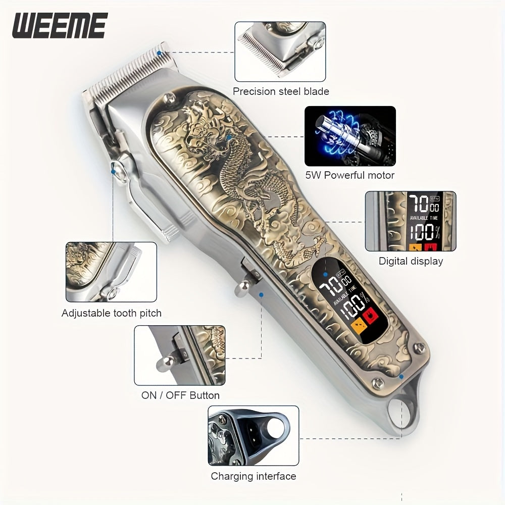 Kit de cuidado personal para hombres con recortadora de cabello, set de recortadora, forma barba con hoja en T, recargable por USB, 2400mAh