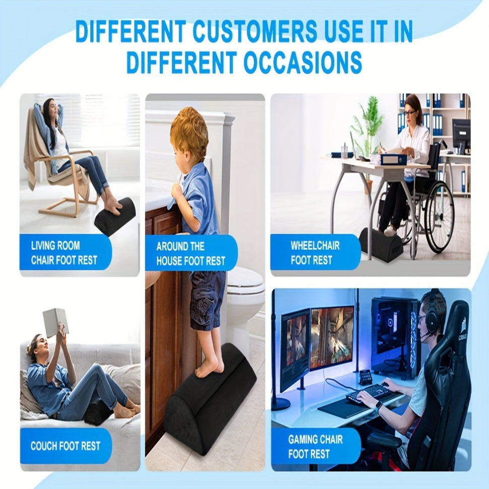 Ergonomic Felt Footrest with Plush Foot Pocket and Memory Foam for Office Chairs