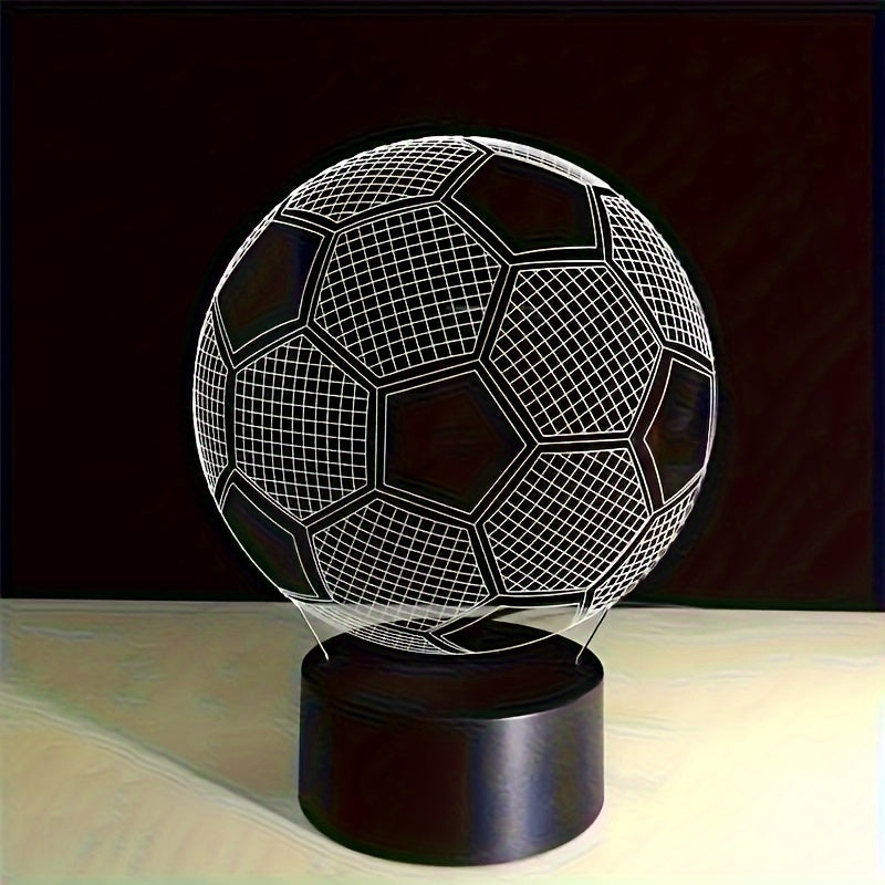 3D futbol to‘pi illuziya LED kechki chiroq, tegish bilan boshqariladigan geometriy shakli, USB bilan quvvatlanadi, bolalar va sport ixlosmandlari uchun