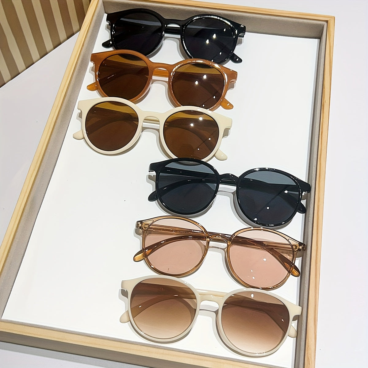 Juego de 6 gafas de mujer con montura redonda, lentes de PC minimalistas, antirreflejos, para deportes y escalada