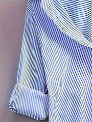 Plus Size Women's Striped Button-Down Shirt Long Sleeve Blue White