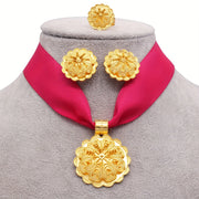 Set of 4 Exaggerated Design Jewelry Earrings Necklace Ring for Daily or Party Wear