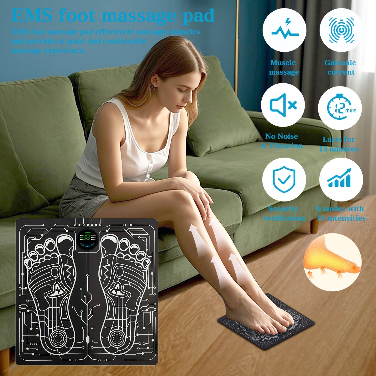 Foot Massager with EMS Function and Multiple Modes for Full Body Relaxation